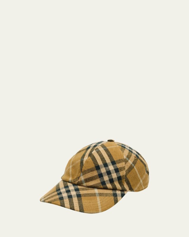 Vintage Check-Print Cotton Baseball Cap